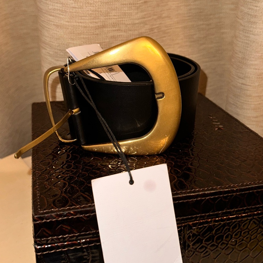 NWT! IRO COP LEATHER black/gold BELT